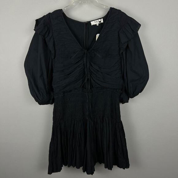 Sea New York Plus Size Black Tiered Puff Sleeve Romper Dress 14 - Picture 2 of 6